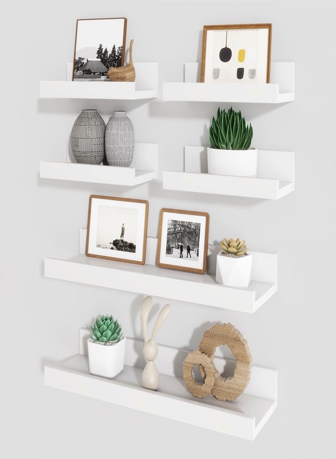 Axeman Picture Ledge Shelf, Floating Shelves for Wall Decor Storage Set of 6, 16 inch Floating Wall Mounted Shelves, Wall Shelves with Lip for Living Room, Bedroom, Nursery, Bathroom, Kitchen, White - Image 1