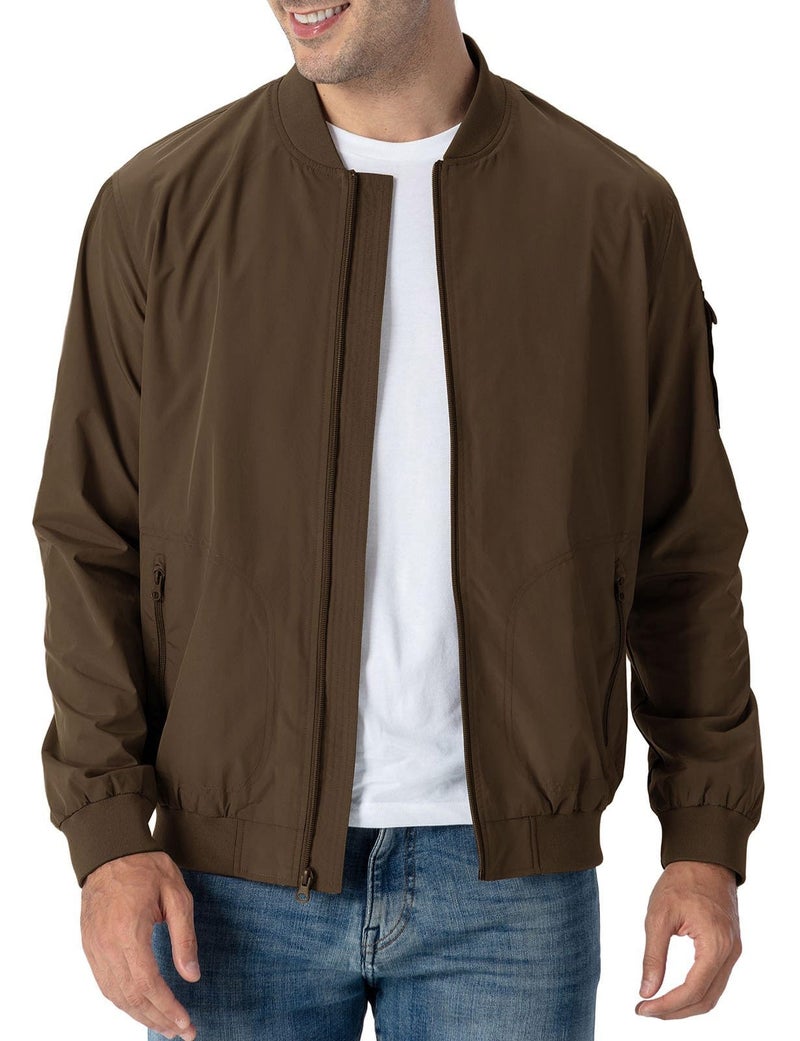 Rdruko Men's Lightweight Bomber Jacket Casual Stylish Fashion Coat Windbreaker(Brown, US M) - Image 1