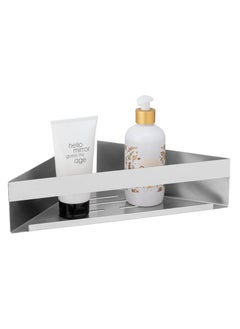 Wenko WENKO Turbo-Loc Genova Matt Corner Shelf Bathroom Shelf Made of Matte, High-Quality Stainless Steel for Attaching No Drilling with Adhesive Pad System  - Image 2