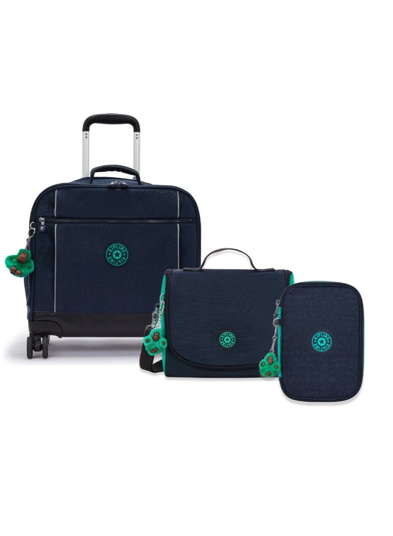 kipling Storia + New Kichirou + 100pens (Buy Trolley + Lunch Bag & Get Free Pencil Case) (Set of 3pcs Bundle) VIP Purple - Blue Green - Image 1