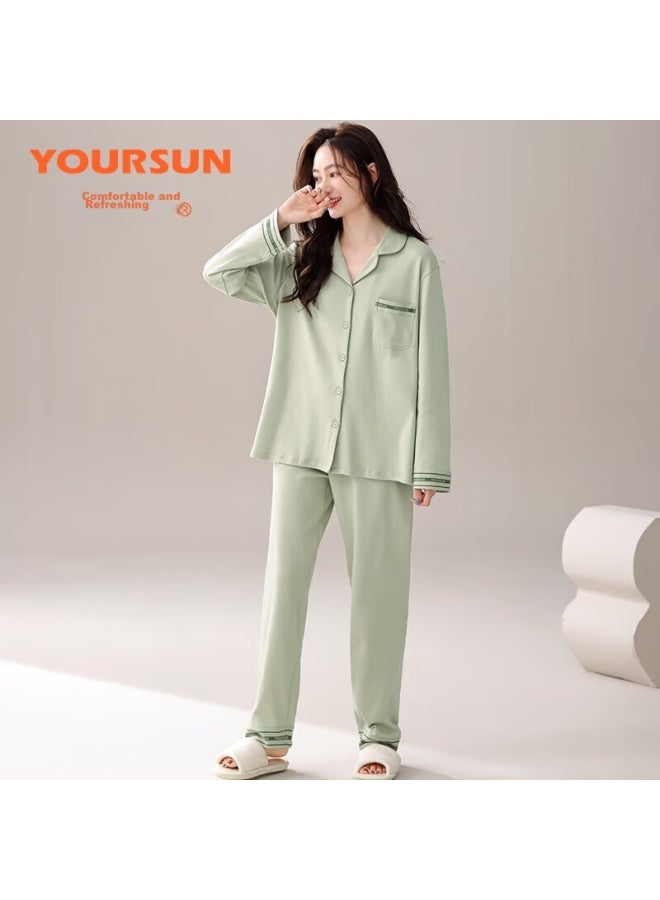 Your Sun Yiershuang بيجاما نسائية، سترة صوفية طويلة الأكمام للربيع والخريف، مجموعة ملابس منزلية نسائية بسيطة وفضفاضة، مناسبة للارتداء في الهواء الطلق - Image 5