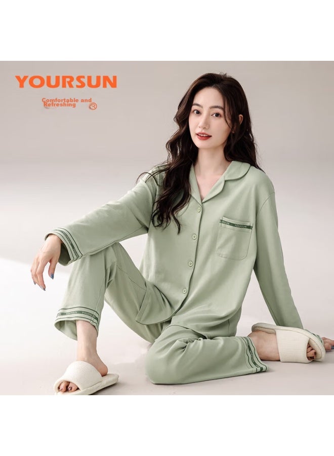 Your Sun Yiershuang بيجاما نسائية، سترة صوفية طويلة الأكمام للربيع والخريف، مجموعة ملابس منزلية نسائية بسيطة وفضفاضة، مناسبة للارتداء في الهواء الطلق - Image 3