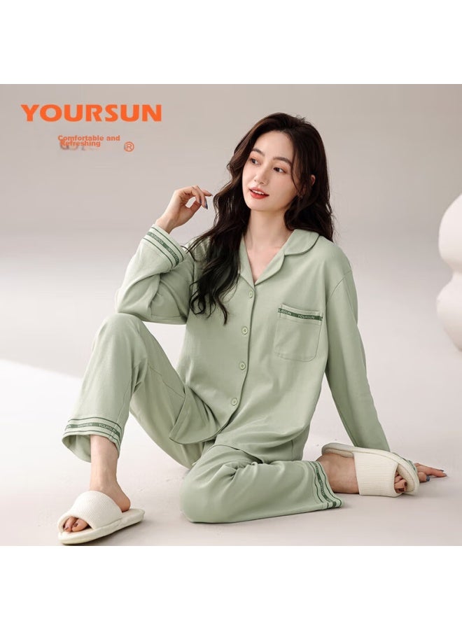 Your Sun Yiershuang بيجاما نسائية، سترة صوفية طويلة الأكمام للربيع والخريف، مجموعة ملابس منزلية نسائية بسيطة وفضفاضة، مناسبة للارتداء في الهواء الطلق - Image 2