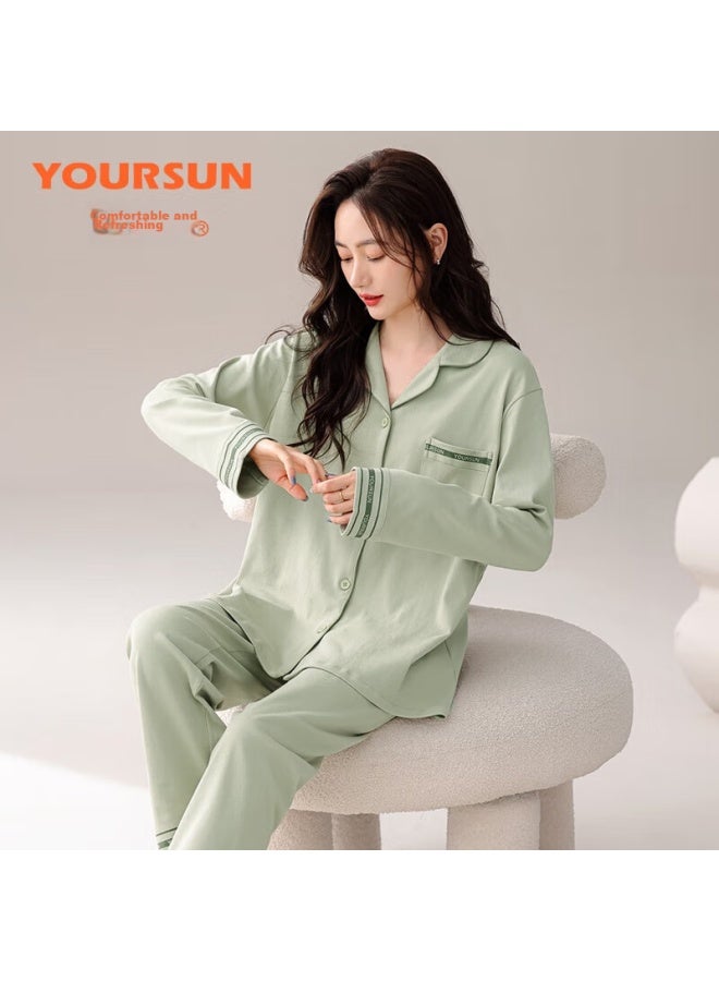 Your Sun Yiershuang بيجاما نسائية، سترة صوفية طويلة الأكمام للربيع والخريف، مجموعة ملابس منزلية نسائية بسيطة وفضفاضة، مناسبة للارتداء في الهواء الطلق - Image 4
