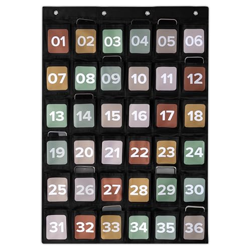 KIBAGA Premium Cell Phone Holder for Classroom Durable Pocket Chart with 36 Numbered Slots Hooks The Perfect Hanging Chart for Phones Calculators and Headphones Fits Nicely with Any School Decor - Image 1