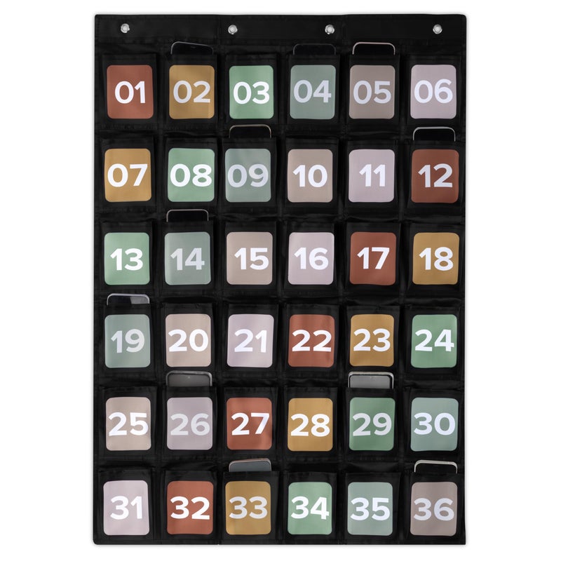 KIBAGA Premium Cell Phone Holder for Classroom Durable Pocket Chart with 36 Numbered Slots Hooks The Perfect Hanging Chart for Phones Calculators and Headphones Fits Nicely with Any School Decor - Image 2