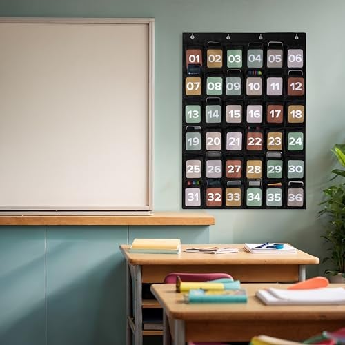 KIBAGA Premium Cell Phone Holder for Classroom Durable Pocket Chart with 36 Numbered Slots Hooks The Perfect Hanging Chart for Phones Calculators and Headphones Fits Nicely with Any School Decor - Image 3