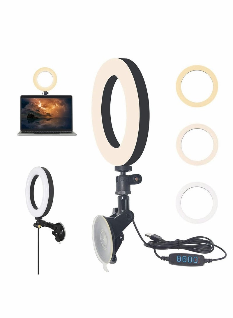 كابتن تيك USB LED Ring Light for Laptop, Computer Monitor, Desk, Wall, and Mirror with Suction Cup - Image 1
