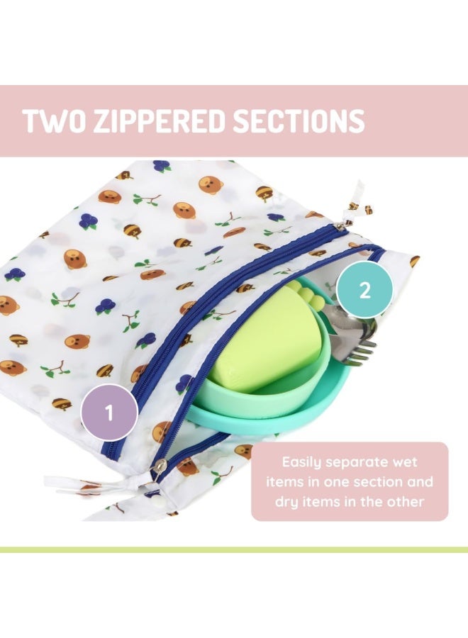 melii Waterproof Wet & Dry Bag with Handle - Two Zippered Sections for Wet and Dry Items - Ideal for Diapers, Swimsuits, Toiletries, and Travel Accessories - Image 5