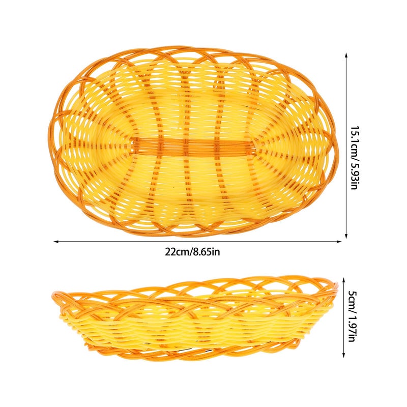 Oval 22cm Woven Plastic Bread Basket For Snacks Fruit Storage And Serving - Image 3