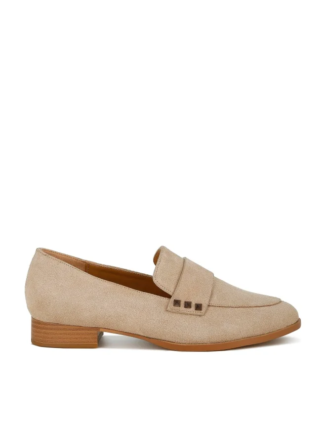 Studded Suede Loafers in Sand