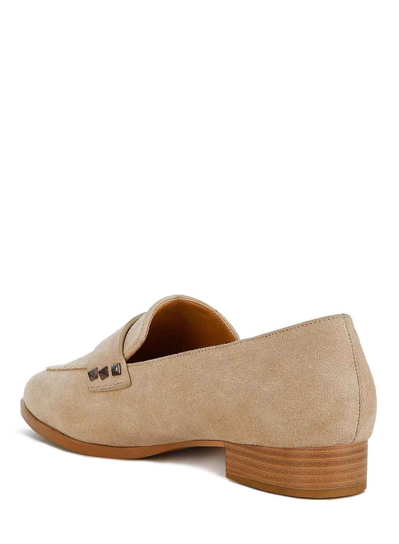 London Rag Sand Studded Suede Loafers in Sand for Women | Best Price UAE