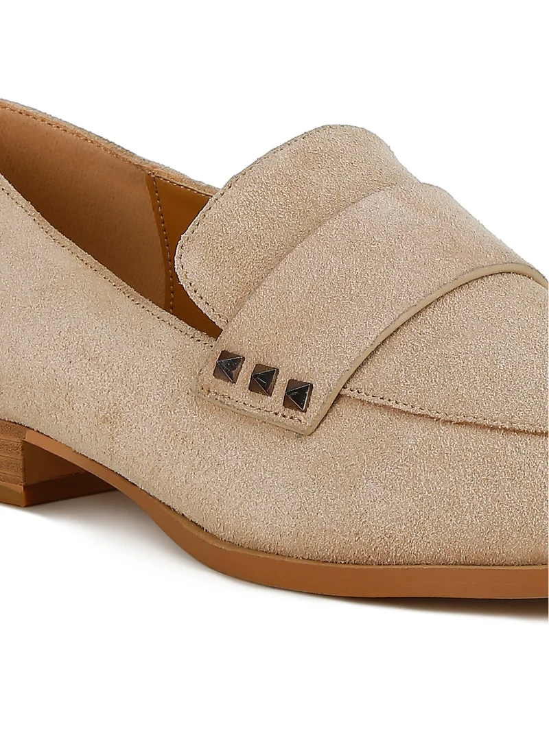 London Rag Sand Studded Suede Loafers in Sand for Women | Best Price UAE