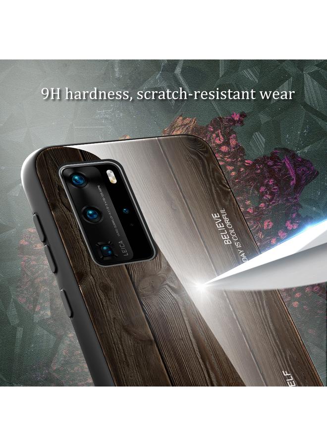 Zaboon Case For Huawei P40 Pro Wood Grain Glass Protective Case - Image 4