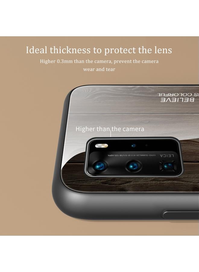 Zaboon Case For Huawei P40 Pro Wood Grain Glass Protective Case - Image 5