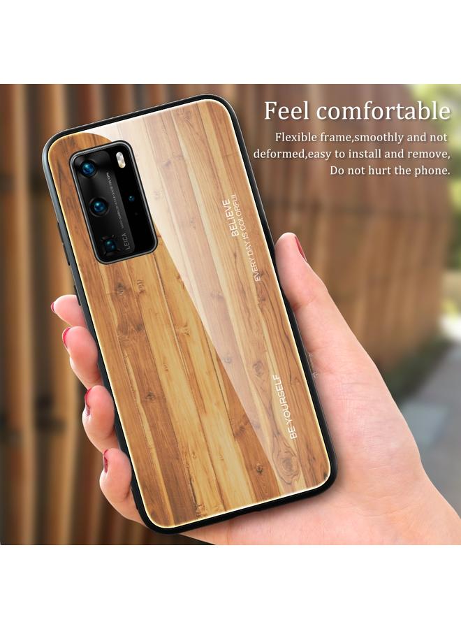 Zaboon Case For Huawei P40 Pro Wood Grain Glass Protective Case - Image 3