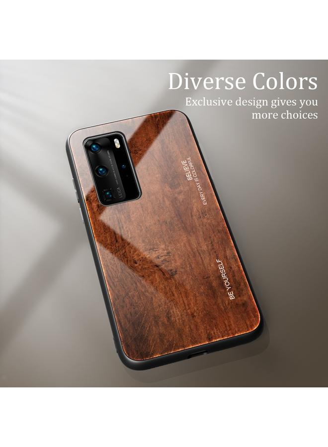 Zaboon Case For Huawei P40 Pro Wood Grain Glass Protective Case - Image 2