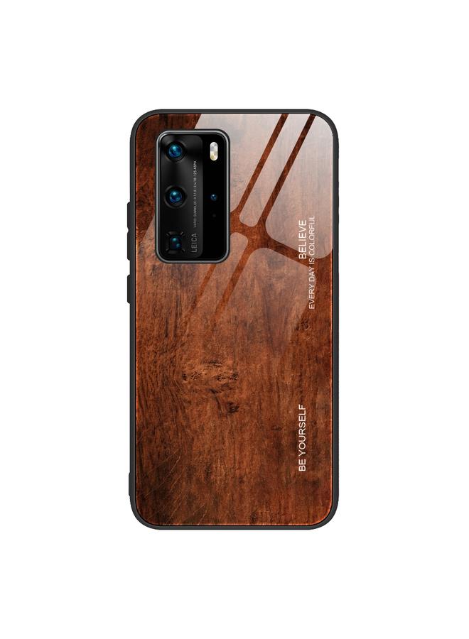 Zaboon Case For Huawei P40 Pro Wood Grain Glass Protective Case - Image 1