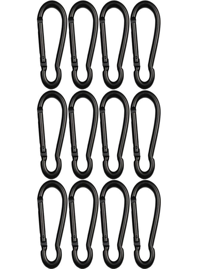 Meisuitd 12 Pcs Small Carabiner Clip Snap Hook M4 1.57 Inch Black Quick Link Clip Keychain for Keychain, Ropes, Pet Chains, Hammock, Backpack, Swing, Water Bottle Capacity 44lb - Image 1