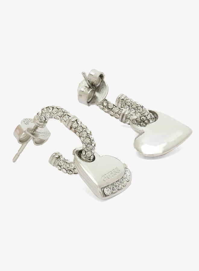 GUESS Hearts Pave J Hoop Earrings - Image 3
