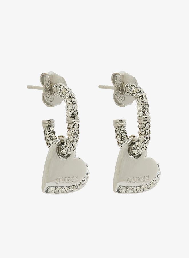 GUESS Hearts Pave J Hoop Earrings - Image 1