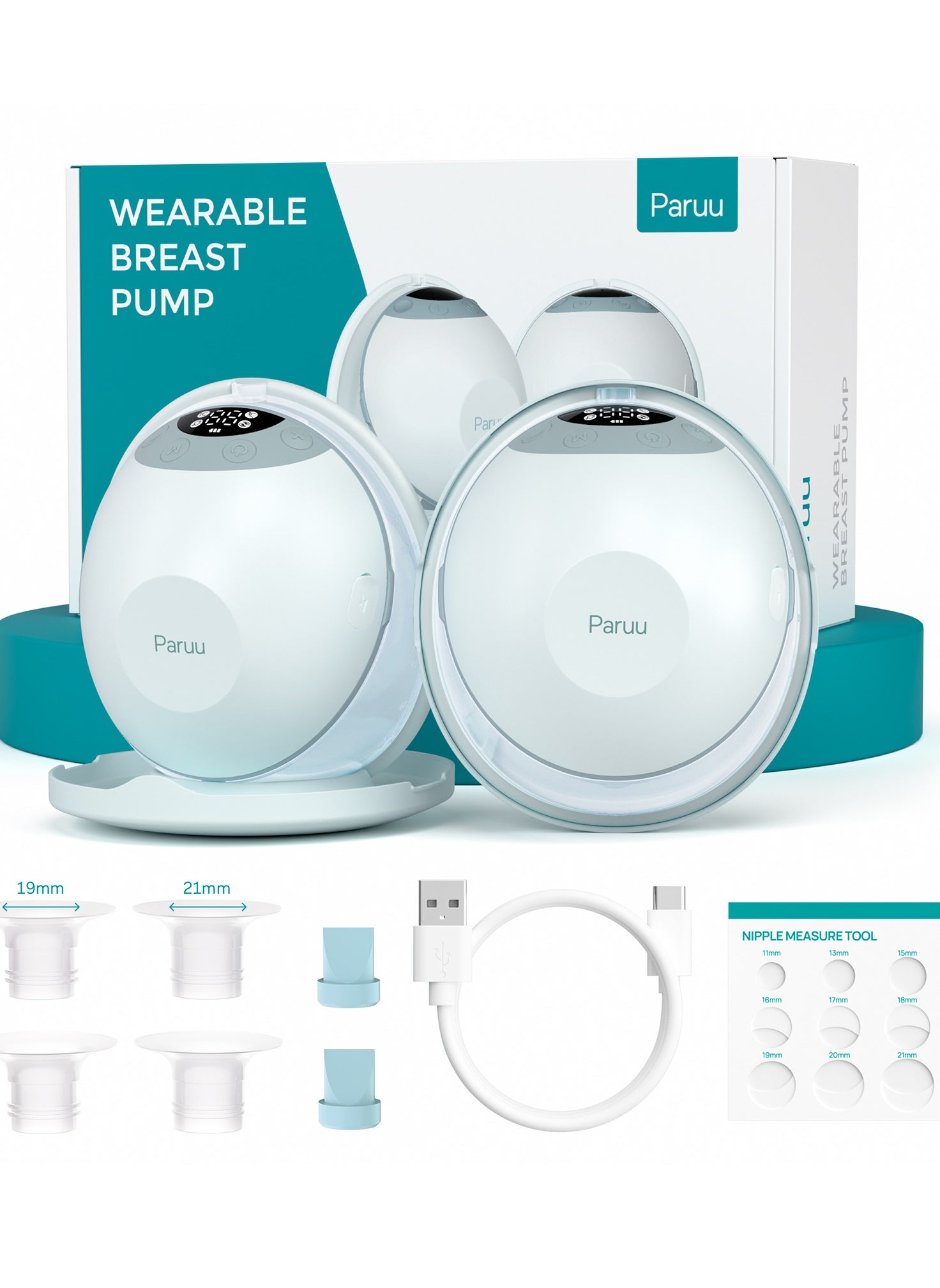 Paruu P20 Electric Hands Free Wearable Breast Pump With Strong Suction, Low Noise, 4 Modes And 12 Levels 