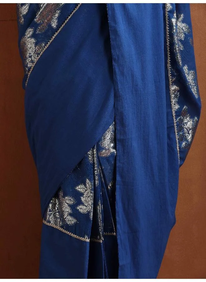 ترو برونز trueBrowns Blue Metallic Ready To Wear Saree