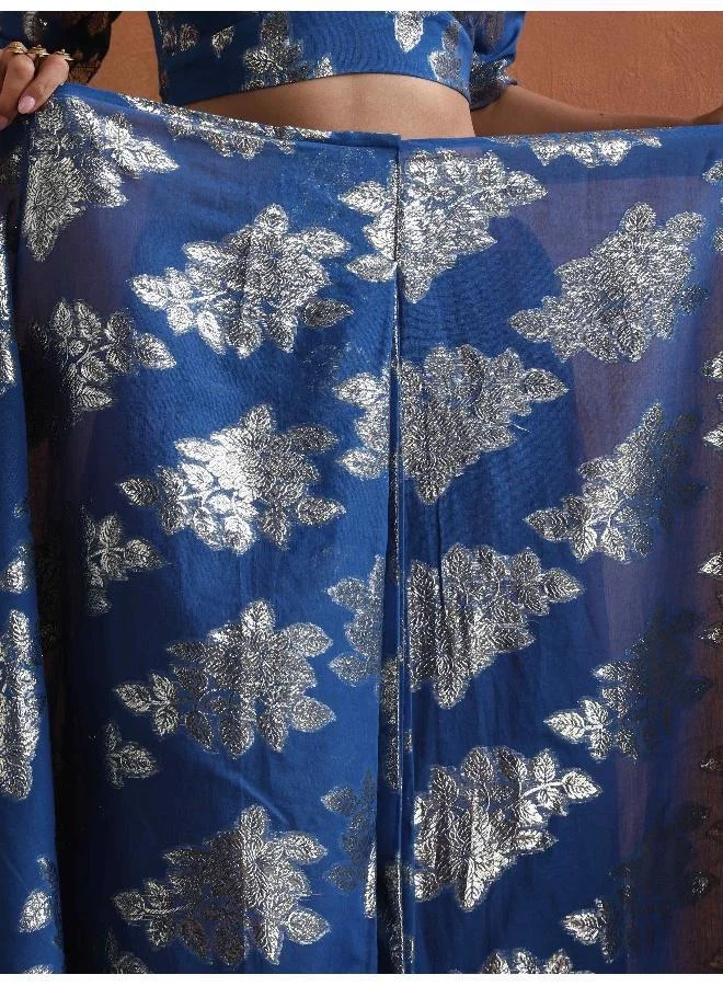 ترو برونز trueBrowns Blue Metallic Ready To Wear Saree