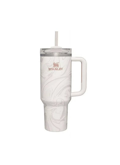 Stanley Quencher H2.0 FlowState Stainless Steel Vacuum Insulated Tumbler with Lid and Straw for Water, Iced Tea or Coffee, Smoothie and More, Rose Quartz Swirl, 40 oz