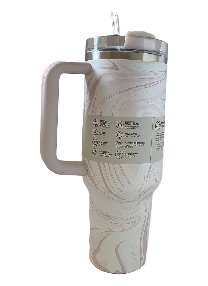 Stanley - Stanley Quencher H2.0 FlowState Stainless Steel Vacuum Insulated Tumbler with Lid and Straw for Water, Iced Tea or Coffee, Smoothie and More, Rose Quartz Swirl, 40 oz - Image 1