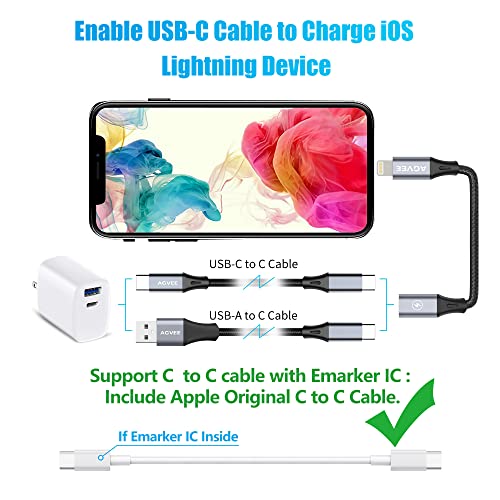 AGVEE 2 Pack 4 inch USB-C Female to Lightning Male Adapter, 30W Fast Charging Charger Converter for iPhone 14 13 12 11 Airpods iOS Device Carplay, Not for Audio, Dark Gray - Image 5