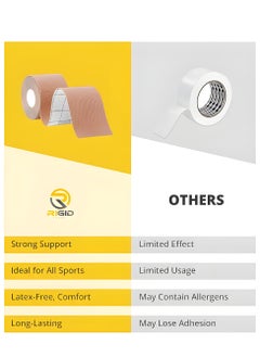 Vergali Kinesiology Tape x2 Pcs - Sweatproof Kinesio Tapes with Strong Japanese Adhesion - Reduces Muscle Pain, Eases Joint Inflammation, Improves Blood Flow - 5cm x 5 Meters (Beige)  - Image 2
