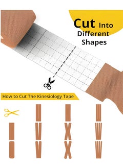 Vergali Kinesiology Tape x2 Pcs - Sweatproof Kinesio Tapes with Strong Japanese Adhesion - Reduces Muscle Pain, Eases Joint Inflammation, Improves Blood Flow - 5cm x 5 Meters (Beige)  - Image 4