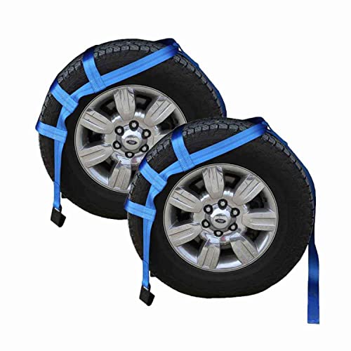 US Cargo Control Large Tow Dolly Basket Straps with Flat Hooks (2-Pack), for Wheel Tire Sizes 17 Inches or Larger, 3,333 Pound Working Load Limit - Image 1