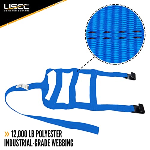 US Cargo Control Large Tow Dolly Basket Straps with Flat Hooks (2-Pack), for Wheel Tire Sizes 17 Inches or Larger, 3,333 Pound Working Load Limit - Image 2