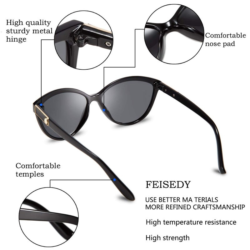 FEISEDY FEISEDY Classic Cateye Polarized Sunglasses for Women 100% UV Protection B2512  - Image 5