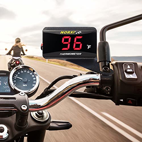 NORXI Motorcycle Water Temp Gauge Fahrenheit Display 32~248F Over-Temperature Alert, Universal Digital Temperature Meter with Temp Sensor Adapter for Most Car Marine Motorcycle Digital Meter(Blue,18mm) - Image 2