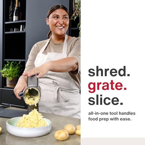 Zyliss Rotary Cheese Grater, Aluminium, 3 Steel Drum Blades, Cheese, Vegetable, Chocolate, Nut, Fruit Grater with Handle, Non-Slip Suction Foot and Table Clamp, 5 Year Guarantee - Image 5