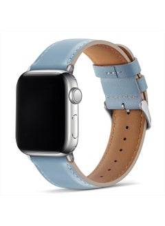 Tasikar Bands Compatible with Apple Watch Band 41mm 40mm 38mm Men Genuine Leather Replacement Band Compatible with Apple Watch Series 8 7 (41mm) SE 6 5 4 (40mm) 3 2 1 (38mm) - Blue  - Image 1