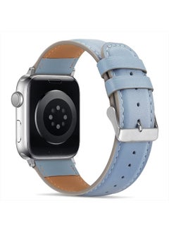 Tasikar Bands Compatible with Apple Watch Band 41mm 40mm 38mm Men Genuine Leather Replacement Band Compatible with Apple Watch Series 8 7 (41mm) SE 6 5 4 (40mm) 3 2 1 (38mm) - Blue  - Image 2