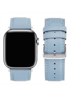 Tasikar Bands Compatible with Apple Watch Band 41mm 40mm 38mm Men Genuine Leather Replacement Band Compatible with Apple Watch Series 8 7 (41mm) SE 6 5 4 (40mm) 3 2 1 (38mm) - Blue  - Image 4
