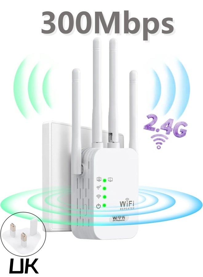 Beauenty 300Mbps WiFi Range Extender AC WiFi Extender WiFi Booster WiFi Repeater with 4 External Antennas, WiFi Signal Amplifier Single Band 2.4GHz - Image 1