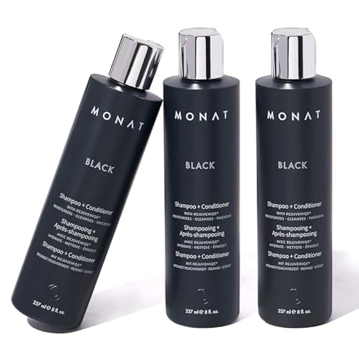 MONAT Black Shampoo + Conditioner – 3-Month Supply – A 2-in-1 Formula for Optimal Hair Care in One Step – Cleanses, Conditions, and Promotes Stronger, Healthier-Looking Hair – 711ml (24.0 fl oz) - Image 1