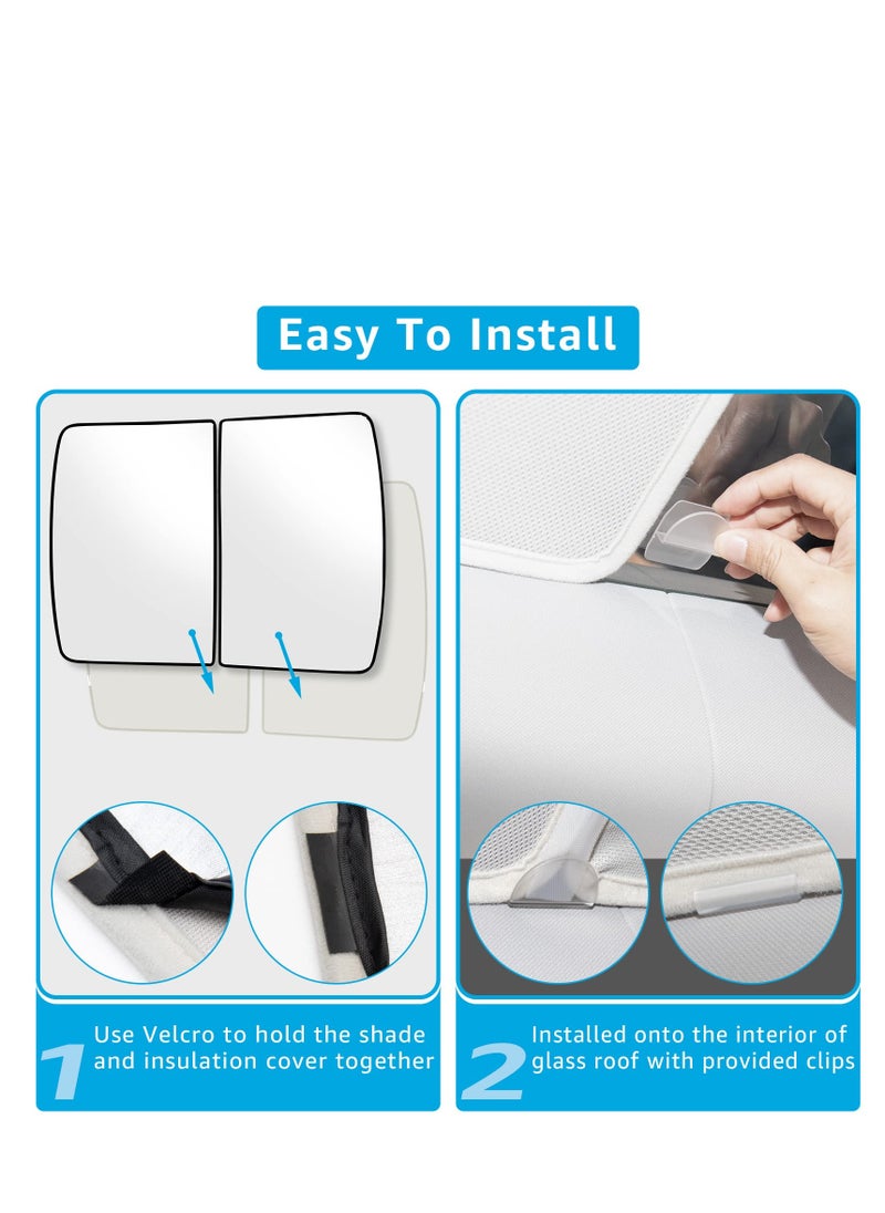 Generic - Tesla Model Y 2023 Roof Sunshades, Premium Glass Sunshade for Front and Rear Windows, No Sagging Design with Reflective Covers and Snap Accessories - Image 1