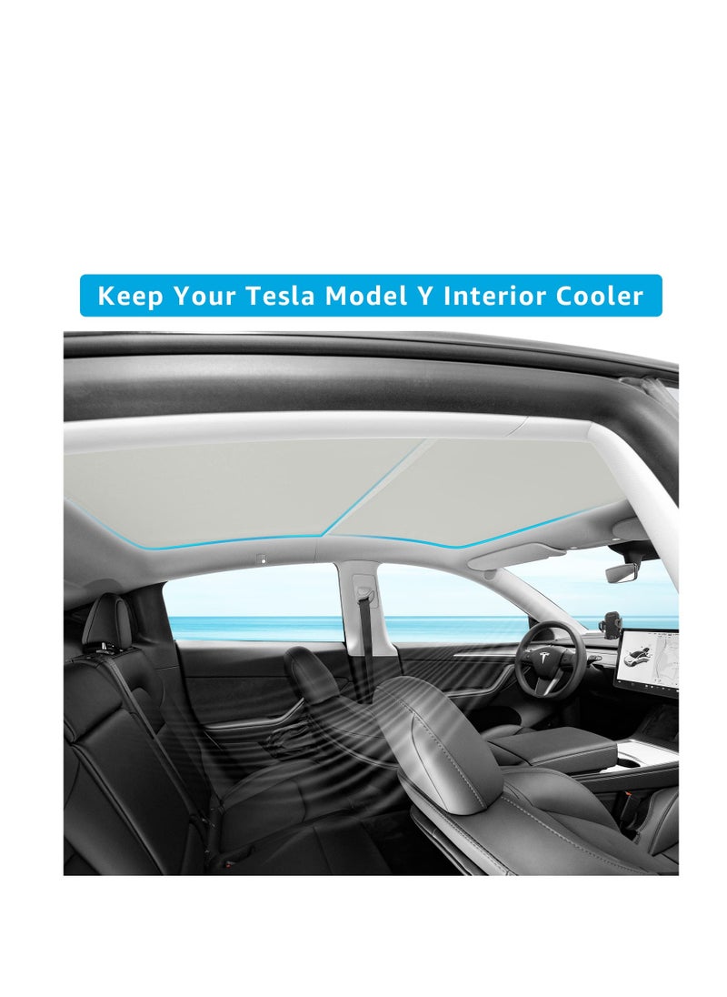 Generic - Tesla Model Y 2023 Roof Sunshades, Premium Glass Sunshade for Front and Rear Windows, No Sagging Design with Reflective Covers and Snap Accessories - Image 1