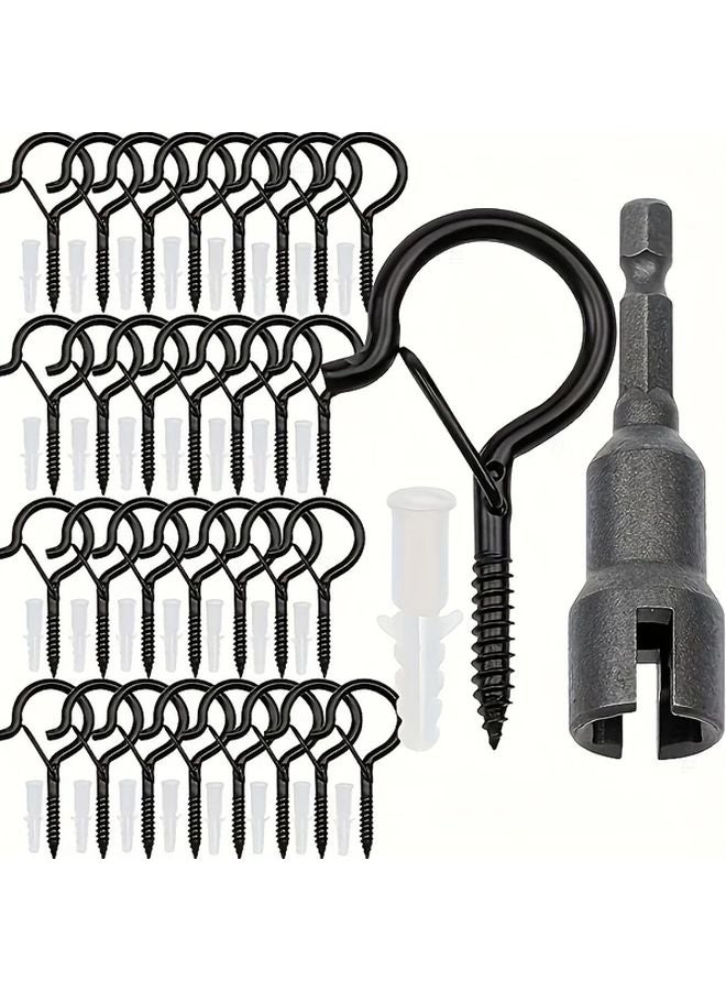 20 Pack Silver Metal Q Hooks With Safety Closure And Installation Tool For Home Garden - Image 3