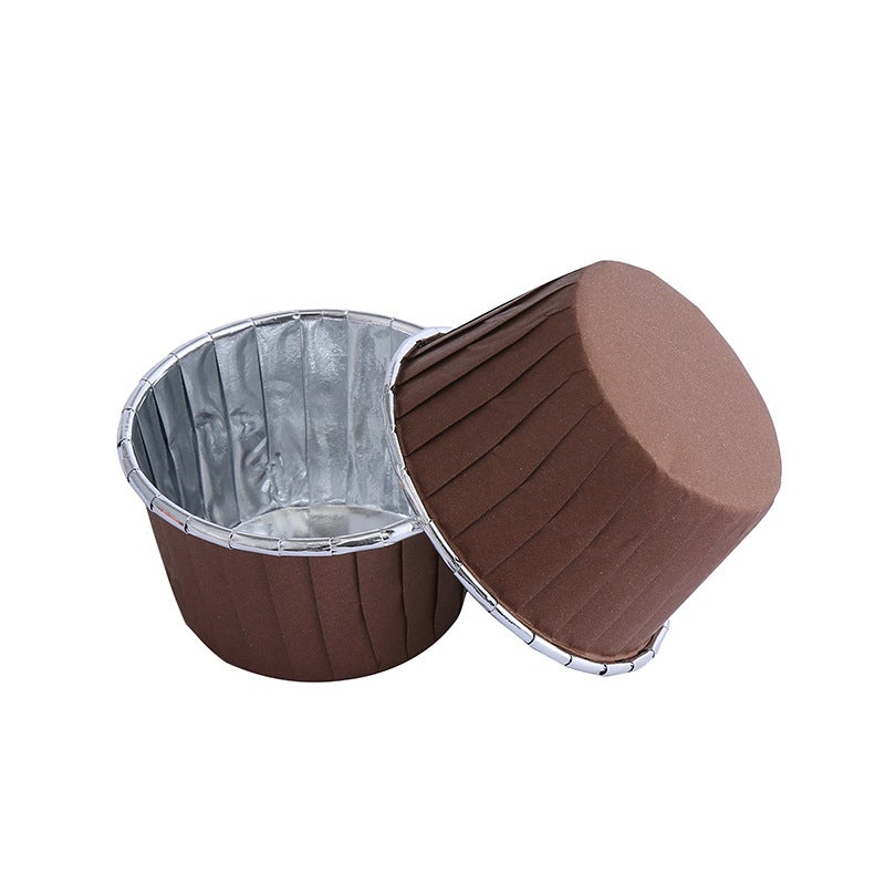 50 Colorfulful Rolled Edge Cake Cups, Gold Double-Sided Aluminized Baking Cups, High Temperature Resistant Silver Rolled Muffin Cups - Image 1