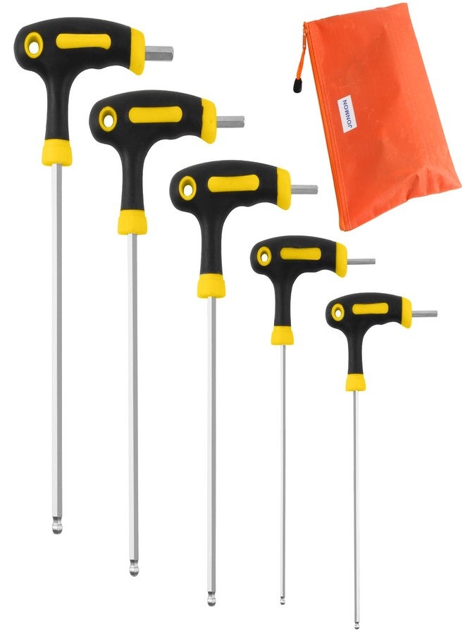 JONMON Bike Hex Key Allen Wrenches Set - 2.5/3/4/5/6mm Bicycle T-handle Long Arm Hex Key with Ball End Screwdriver Hand Tool for Bike Pedal Handlebar Disc Brake Mount Repair - Image 1