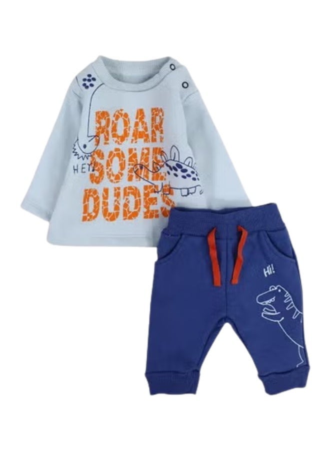 الصياد طقم بيجامة أطفال أولاد قطن بتصميم ديناصور لطيف - Image 1