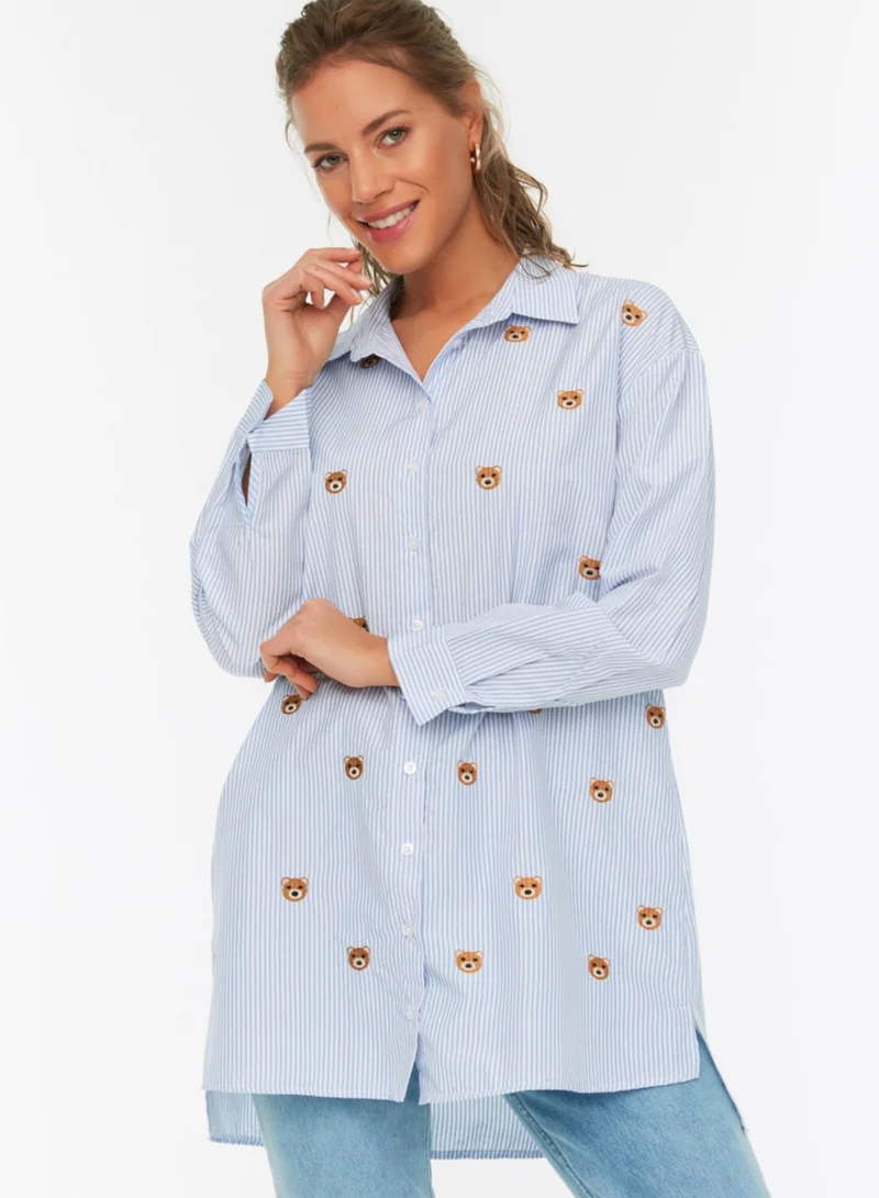 trendyol Embroidered Longline Shirt